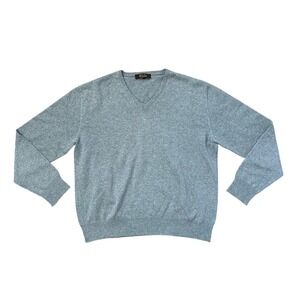Loro Piana 100% baby cashmere v neck sweater light gray 50 luxury preppy